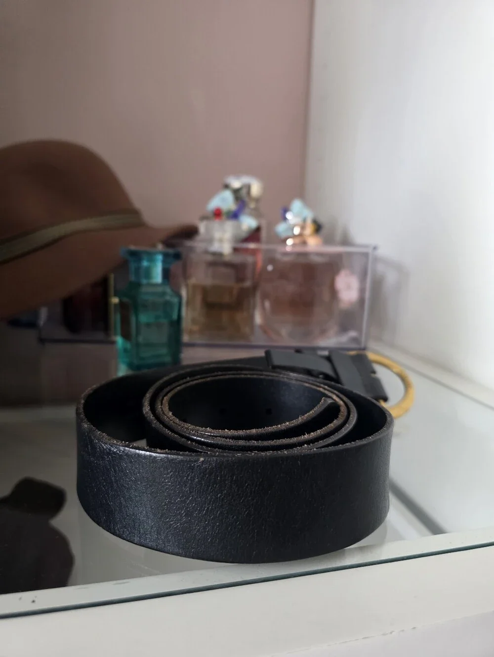 Auxiliary Black Belt with Gold Oval Buckle